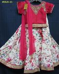 Pink Lehenga Choli Dupatta Set w/ Floral Pattern 2 to 11 Years Girls #8626